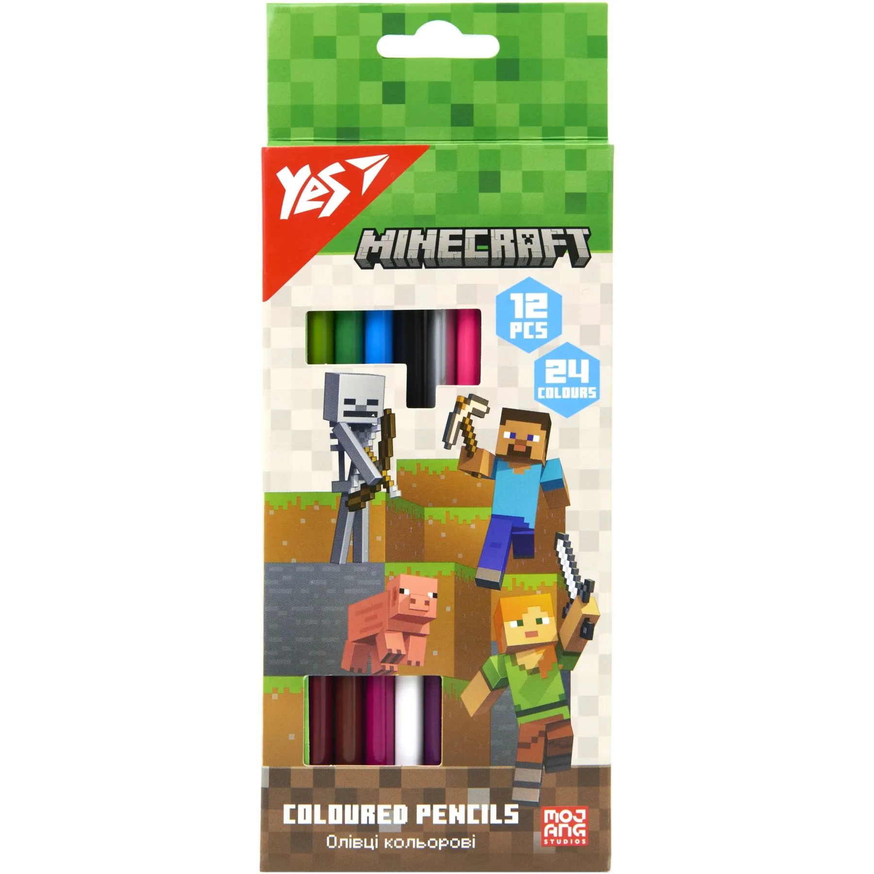 Олівці кольорові Yes 12/24 кол. &quot;Minecraft&quot;
