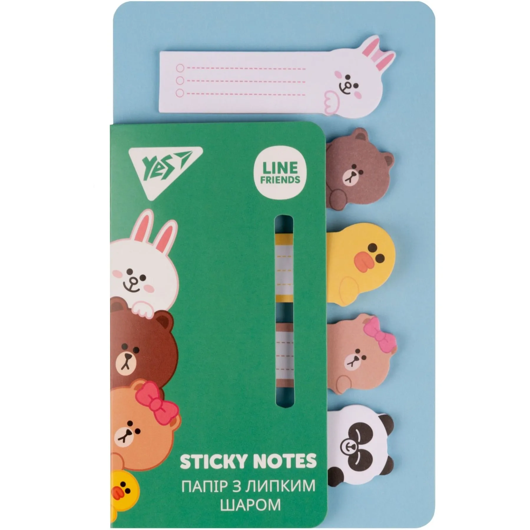 Папір з липким шаром YES &quot;Line Friends&quot; в наборі 100 аркушів (5х20)