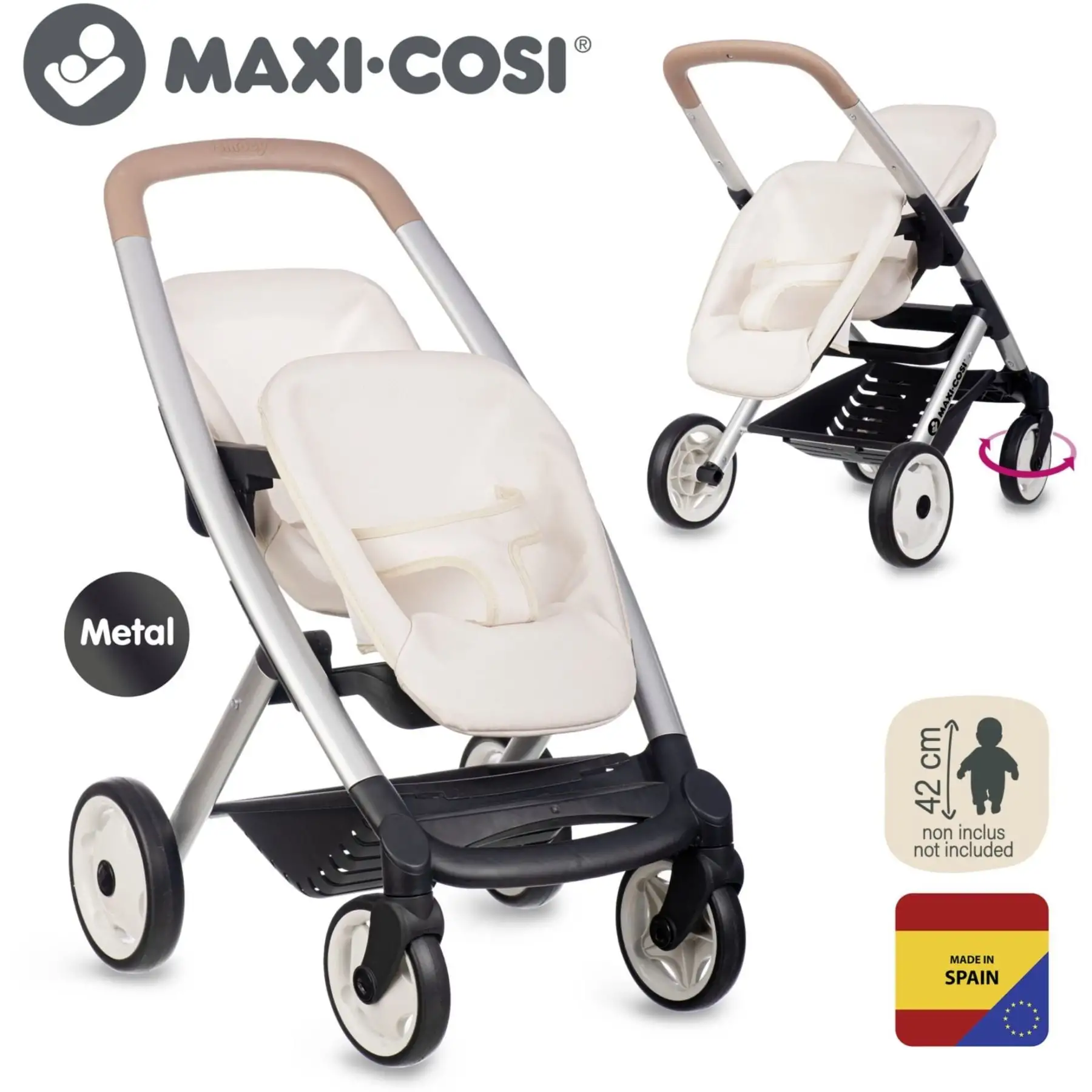 Коляска для ляльок-двійнят Maxi-Cosi "Айворі", 54х38,5х64 см, 3+