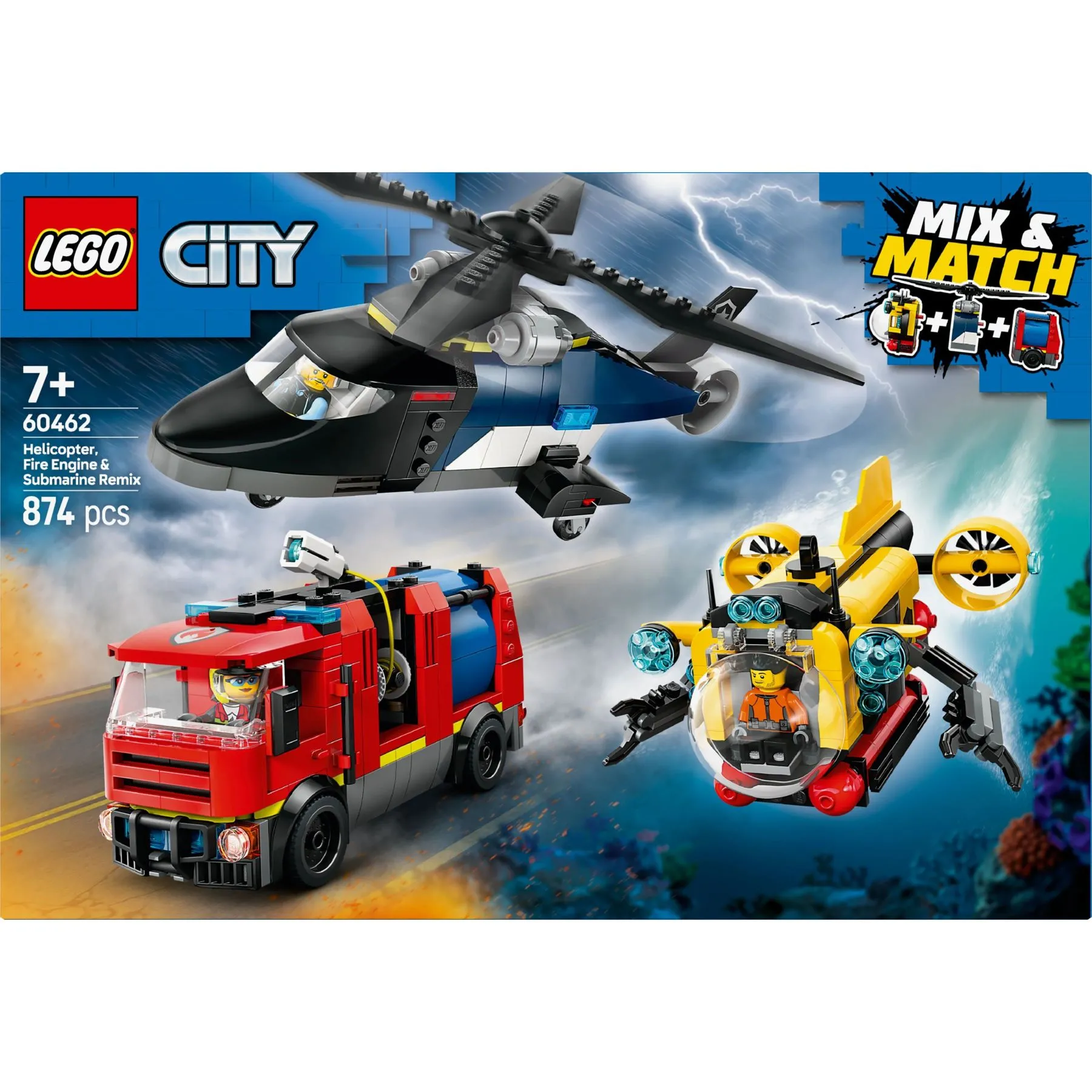 Конструктор Ремікс вертольотів, пожежних машин і підводних човнів LEGO City