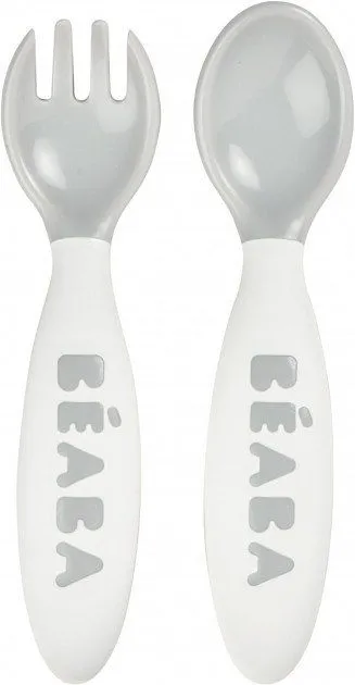 Набір з 2-х ергономічних столових приборів &quot;Beaba&quot; сірий