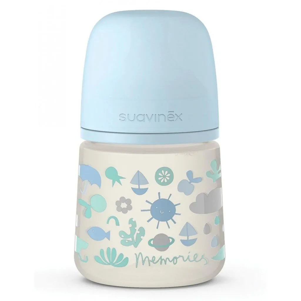 Пляшечка &quot;Memories - історії малюків&quot; 150 мл (анатомічна соска, повільний потік), блакитна
