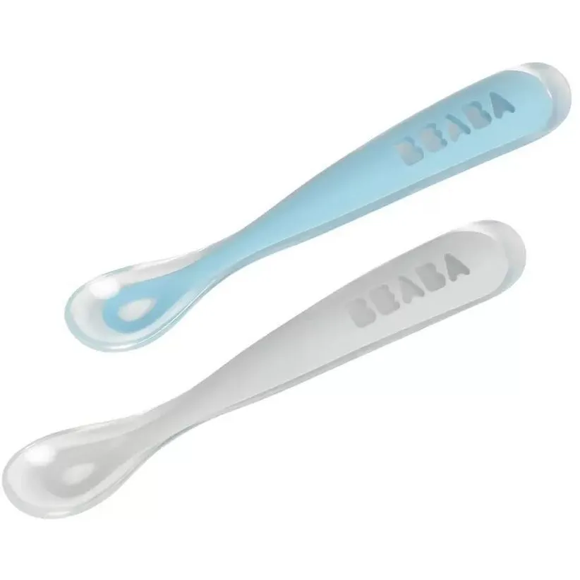 Набір з 2-ох силіконових ложок &quot;Beaba&quot; від 4+ місяців, блакитний/сірий