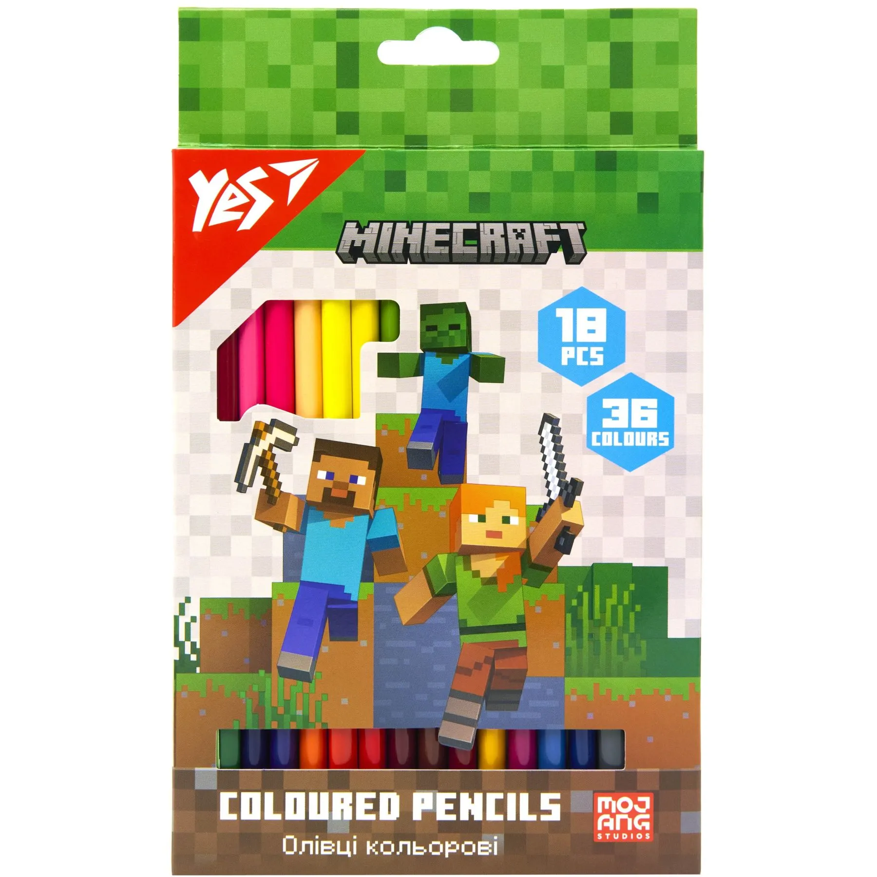 Олівці кольорові Yes 18/36 кол. &quot;Minecraft&quot;