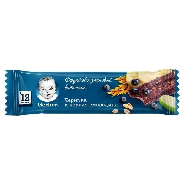 Батончик &quot;Чорниця, чорна смородина&quot; 25 г, Gerber