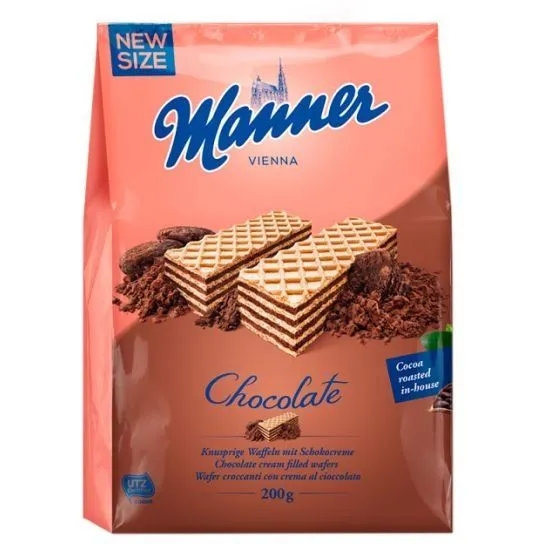 Вафлі Manner Chocolate з шоколадним кремом 200 г.12шт/ящ