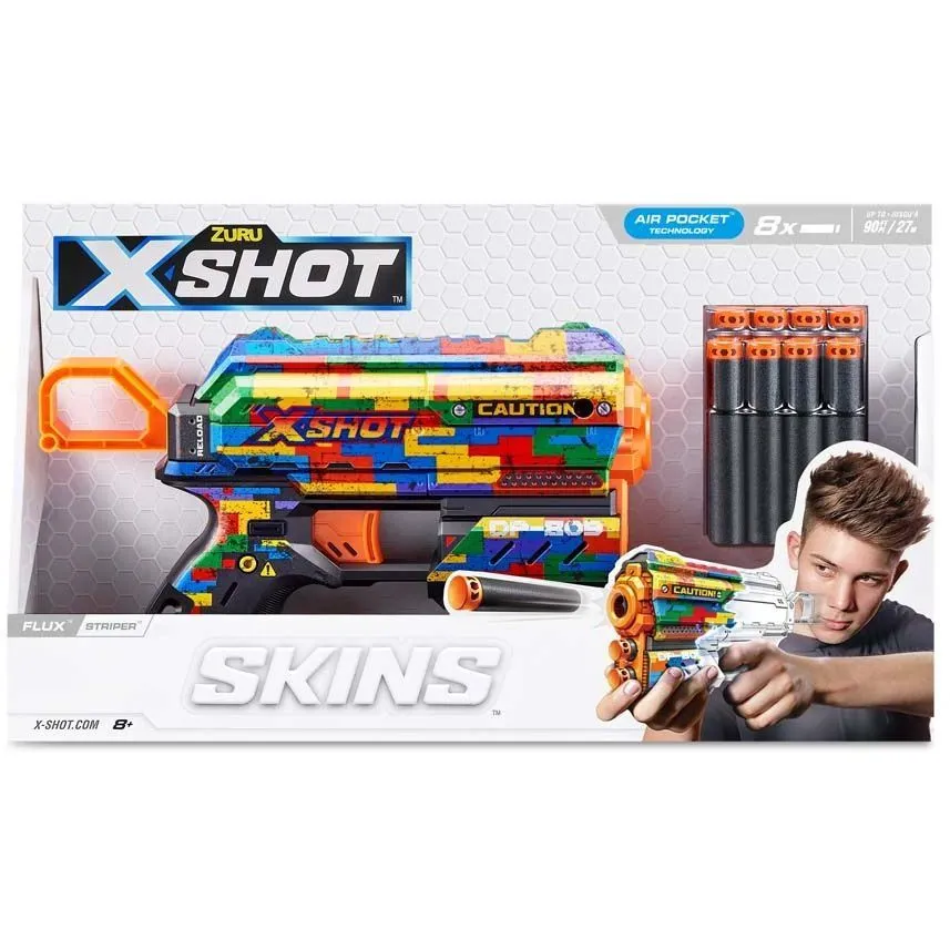 Швидкострільний бластер X-SHOT Skins Flux Striper (8 патронів), 36516K