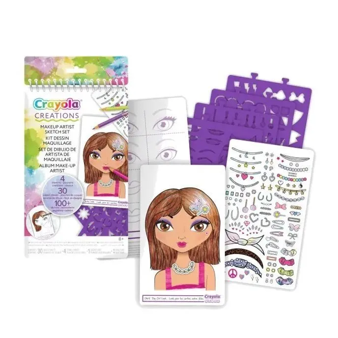 Crayola Creations Набір для творчості "Юний візажист" маленький, з наліпками та трафаретами, 30 сторінок