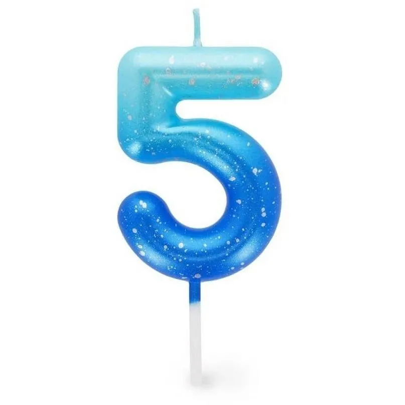 Свічка для торта  Happy Birthday Candle  блакитна  5, арт CNU0016