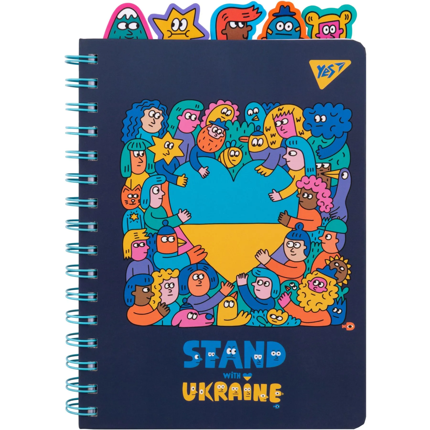 Блокнот YES А5/96 подв. cпіраль з фігурн. роздільниками "Stand with Ukraine", клітинка