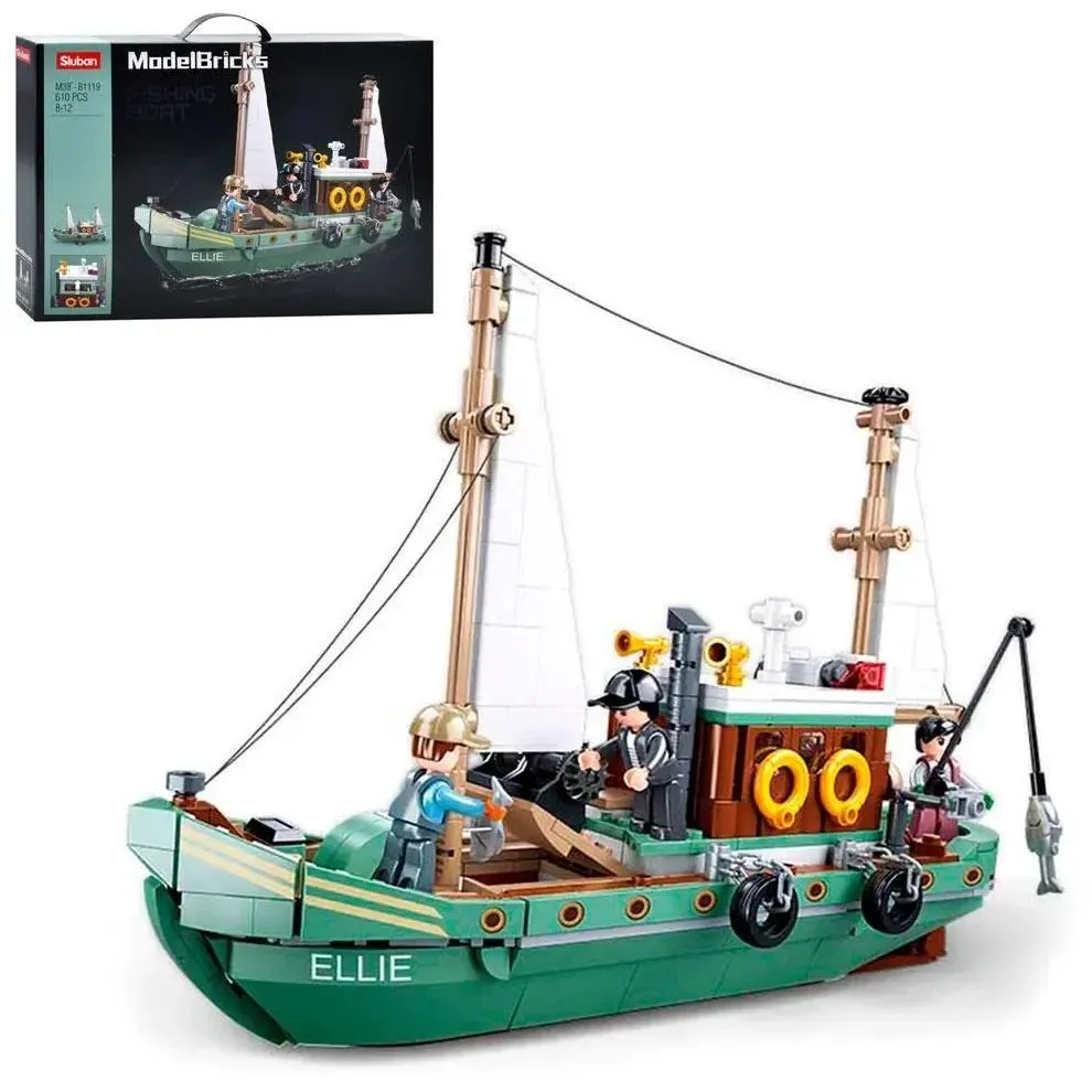 Конструктор SLUBAN M38-B1119 "Model Bricks": Рибальський човен, 610 дет.