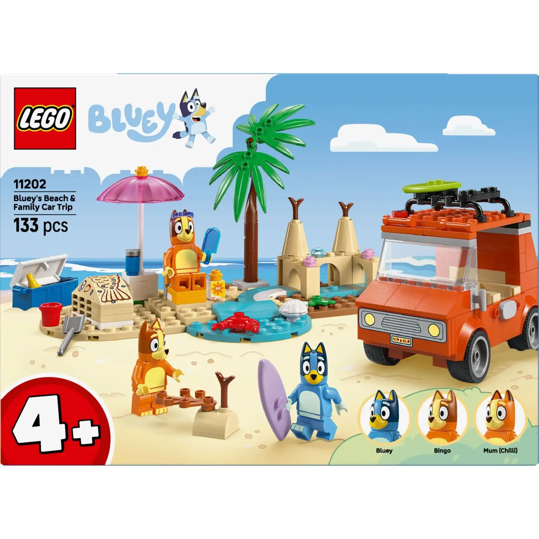 Конструктор Пляж і сімейна поїздка на автомобілі Блуї LEGO Bluey