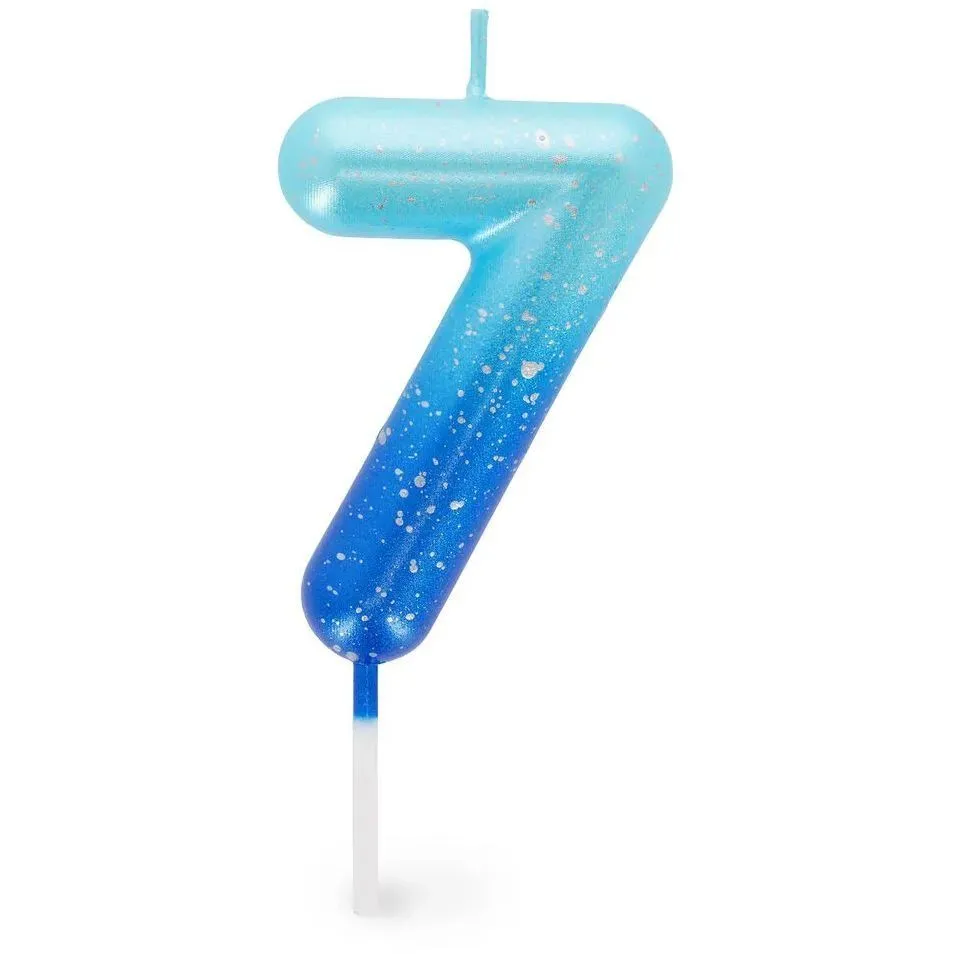 Свічка для торта  Happy Birthday Candle  блакитна  7, арт CNU0018