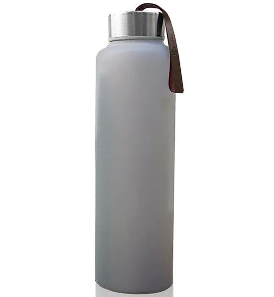 Скляна пляшка для води з силіконової захистом Everyday Baby 400 мл, колір сірий