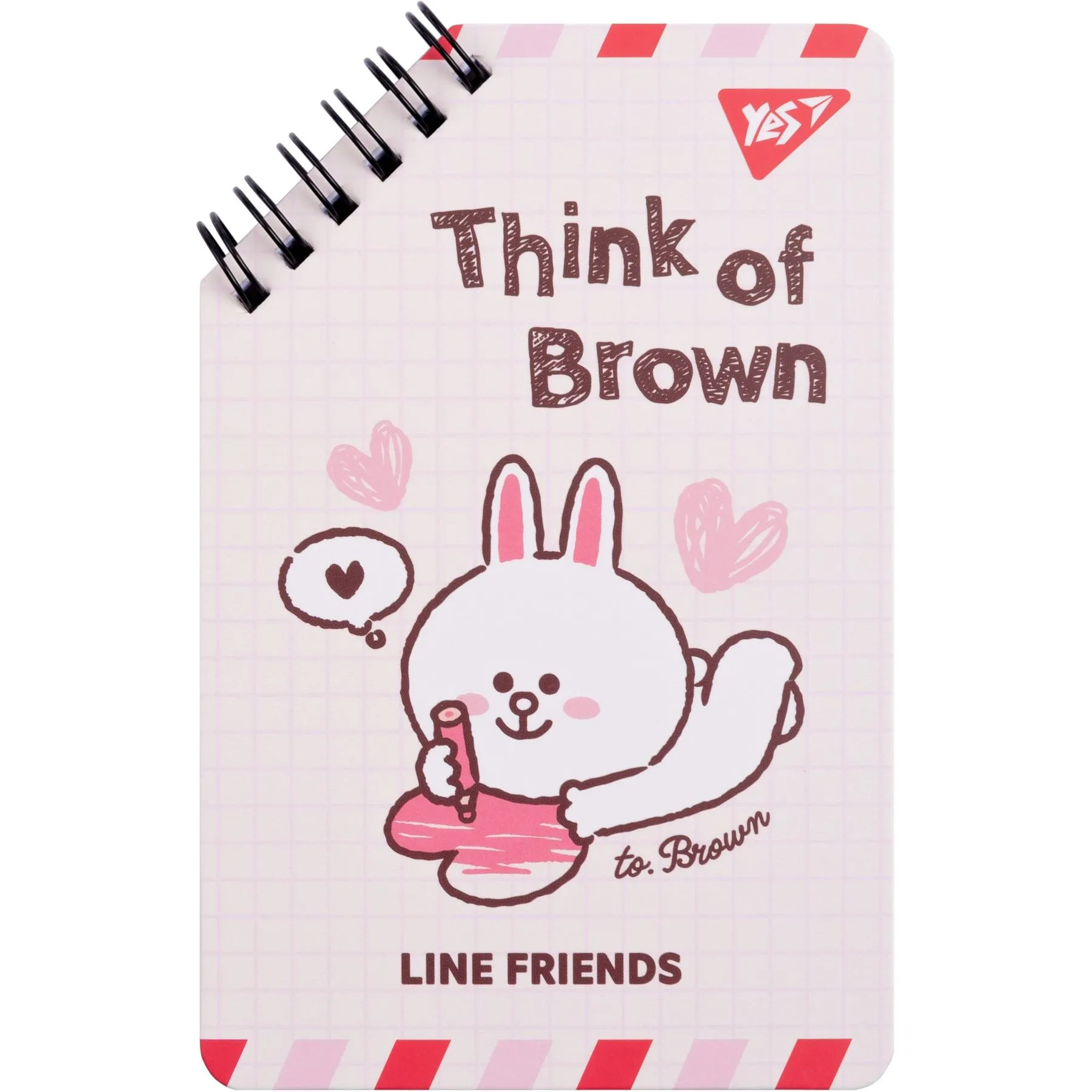 Блокнот YES 95х145 мм, 60 арк., подв. cпіраль &quot;Line Friends&quot; Think of Brown