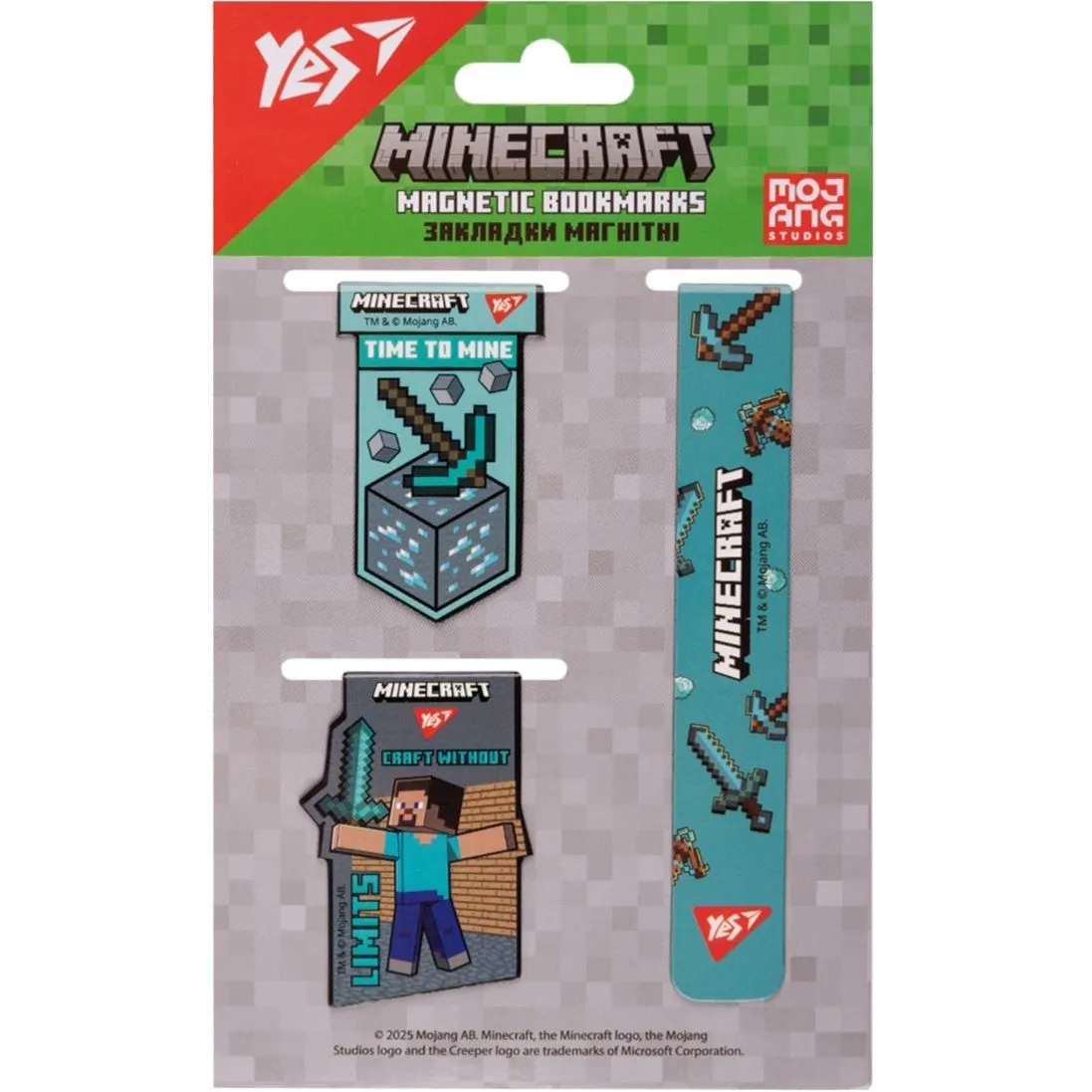 Закладки магнітні Yes &quot;Minecraft&quot;, 3 шт