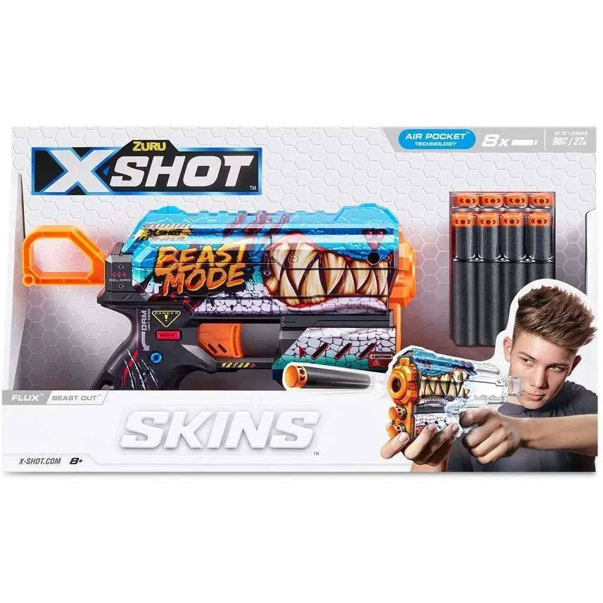 Швидкострільний бластер X-SHOT Skins Flux Beast Out (8 патронів), 36516L