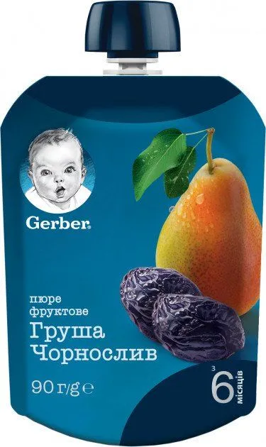Пюре&quot;Груша, чорнослив&quot; 90 г пауч, Gerber