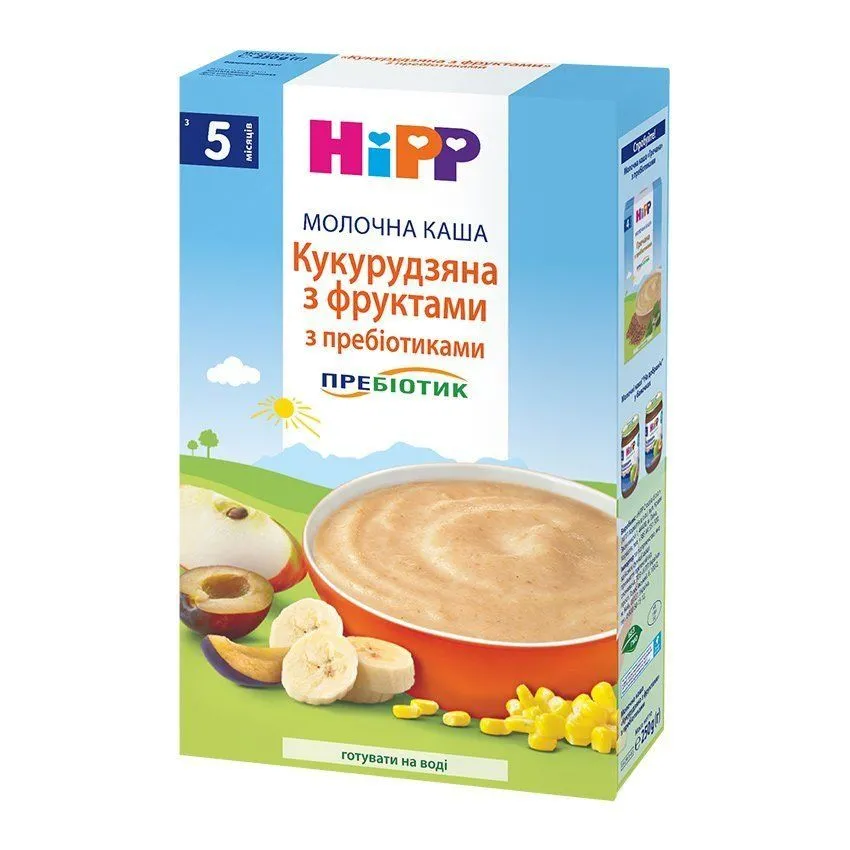 Молочна каша &quot;Кукурудзяна з фруктами&quot; з пребіотиками, HiPP