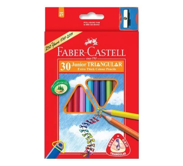 116530 КАРАНДАШИ ЦВЕТНЫЕ  JUMBO 30 ЦВЕТОВ ТРЕХГРАННЫЕ + ТОЧИЛКА Faber-Castell