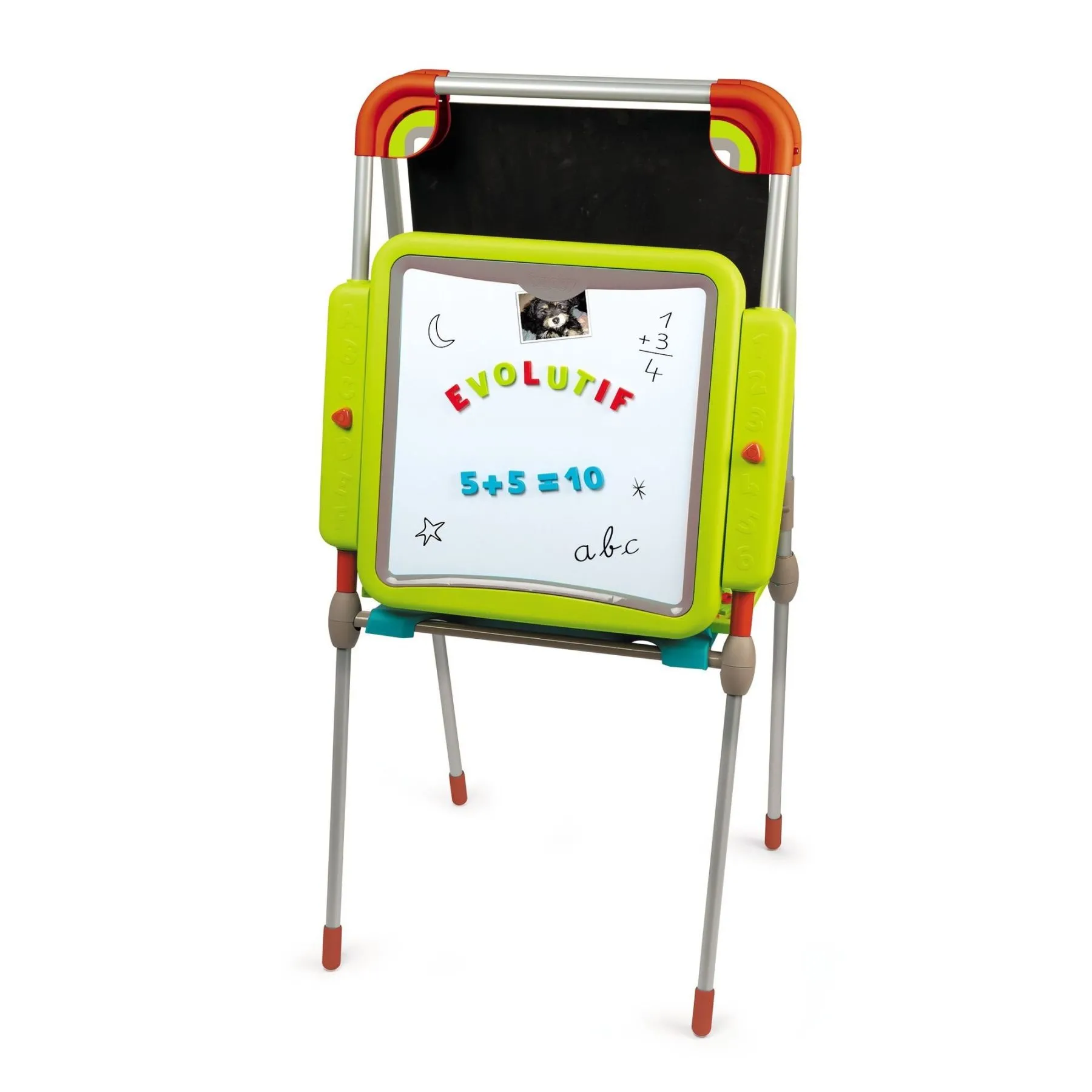 SMOBY TOYS Двосторонній мольберт з регулюванням висоти &quot;Літери та цифри&quot;,з підставкою, жовтий