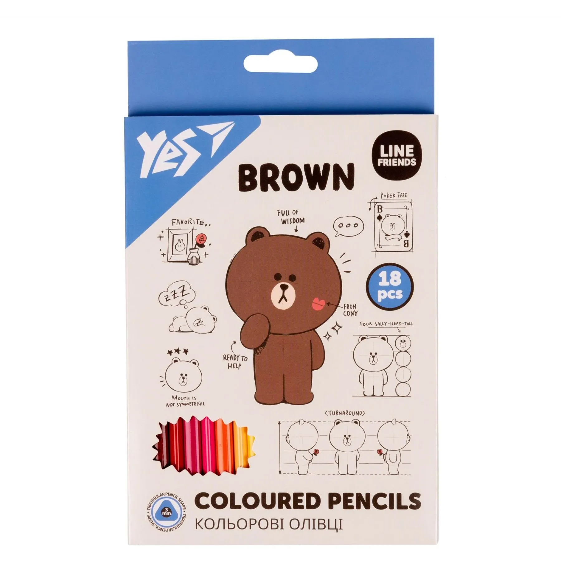 Олівці кольорові YES 18 кол. &quot;Line Friends&quot;