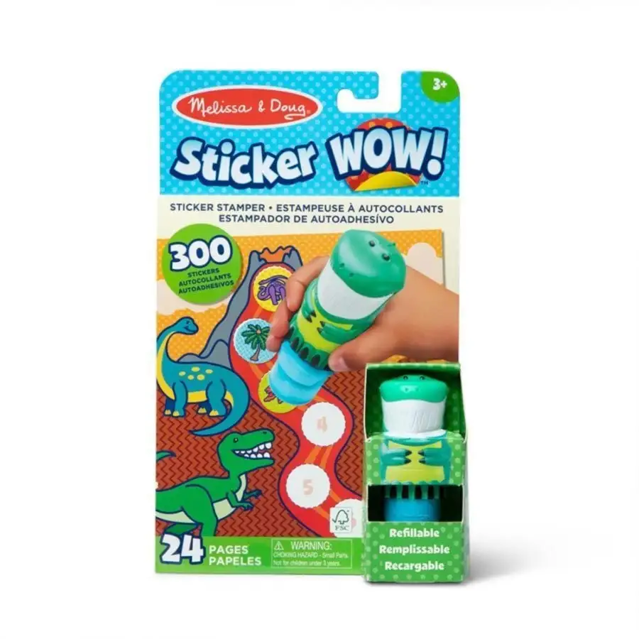 Melissa &amp; Doug. Sticker WOW: Набір з блокноту та штампу з наліпками[Динозаврk
