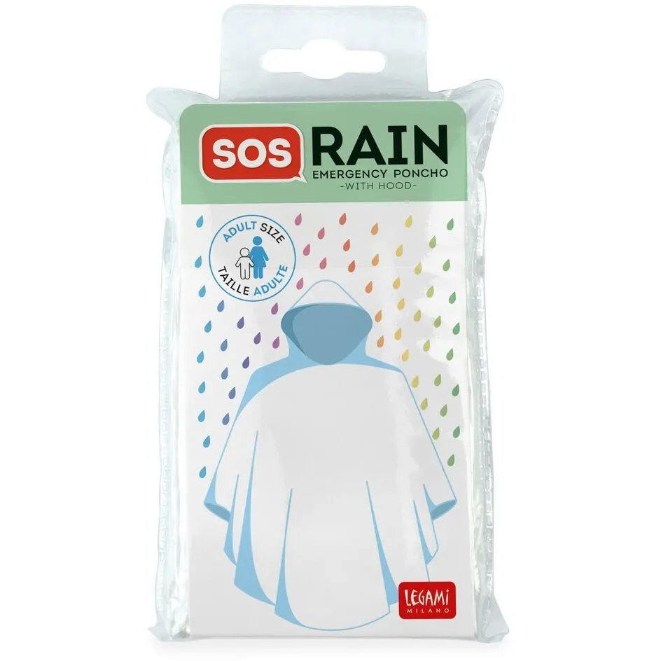 Одноразовий дощовик SOS Rain прозорий, арт PONCHO0001