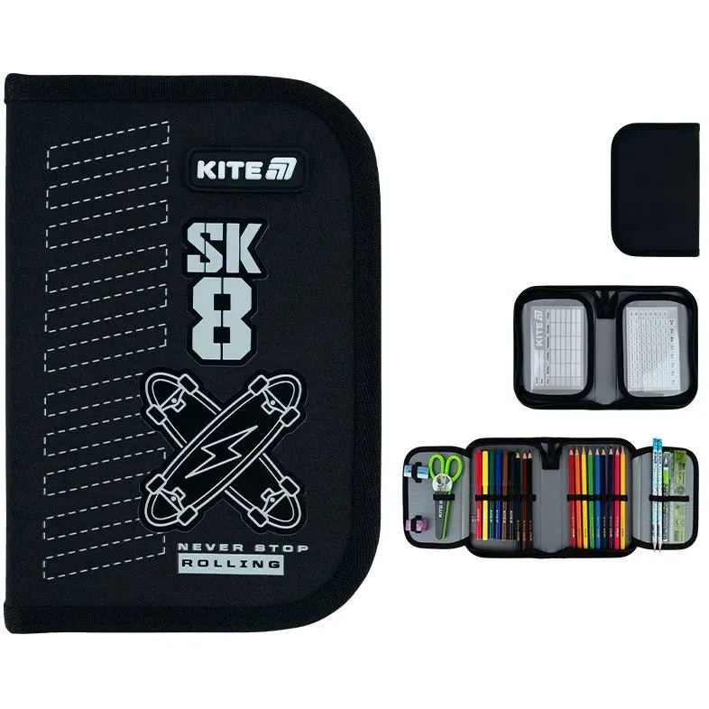 Пенал Kite 1 від., 2 відв., з наповненням 622H Skate