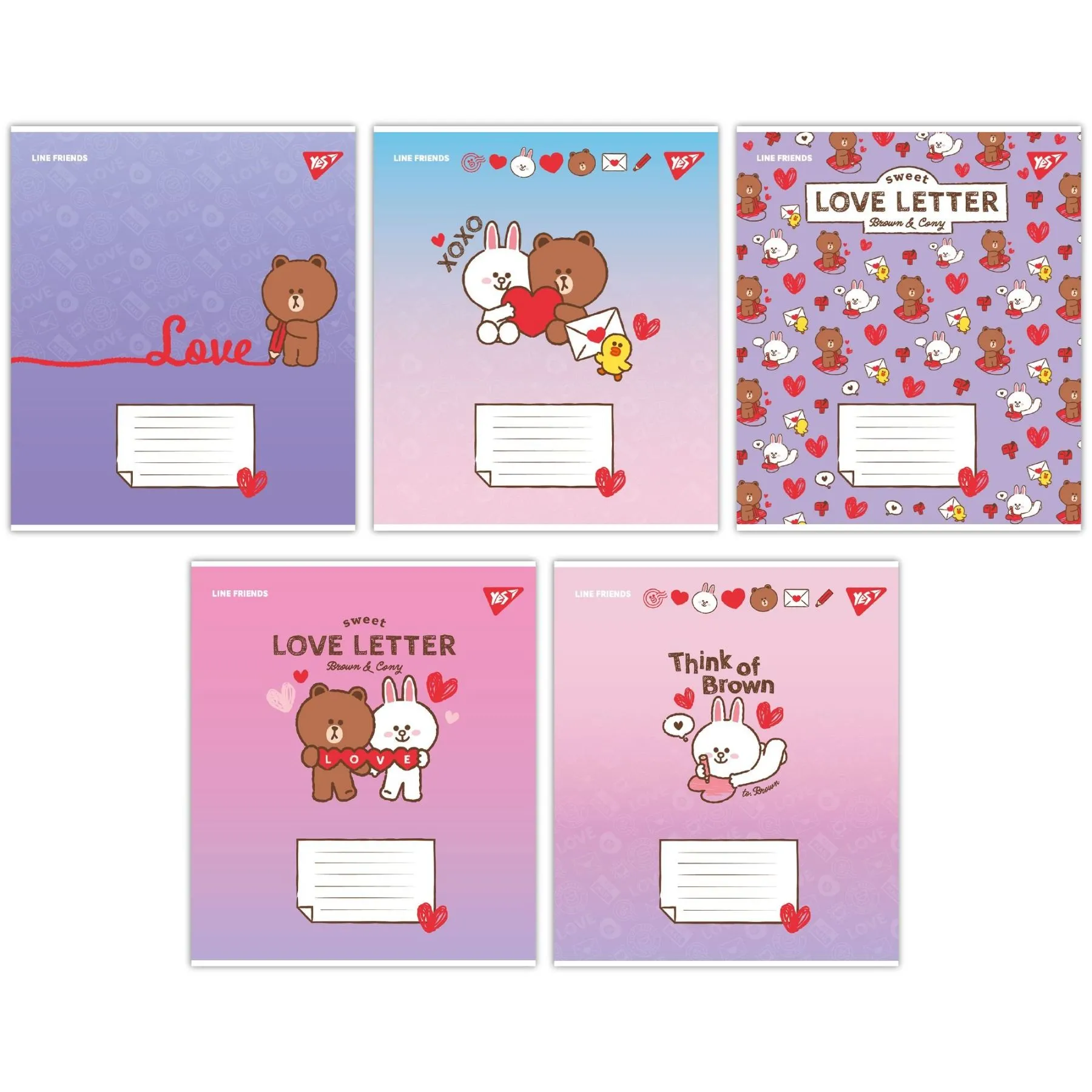 А5/12 лін. Yes Line Friends. Love letter, зошит учнів.