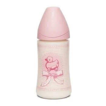 Пляшечка &quot;Історії малюків&quot; 270 мл (анатомічна соска, середній потік), рожеве каченя