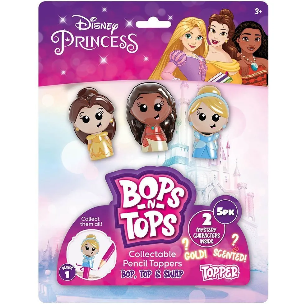 Набір колекційних фігурок-топерів SAMBRO серії &quot;Bop n Tops&quot;  ПРИНЦЕСИ ДІСНЕЙ (5 фігурок, в асорт.)