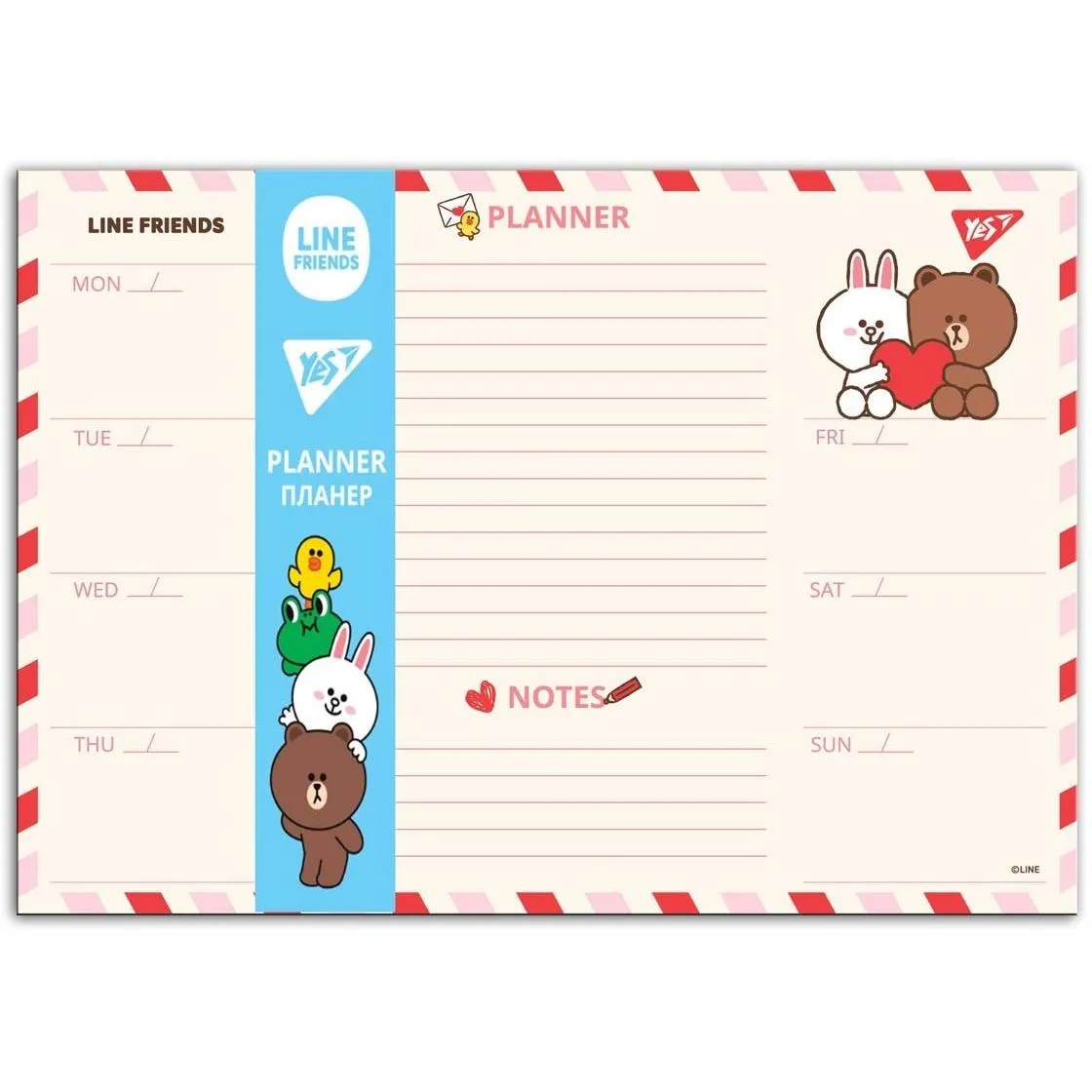Планінг настільний YES Line Friends, 30х21см, 52 аркуша