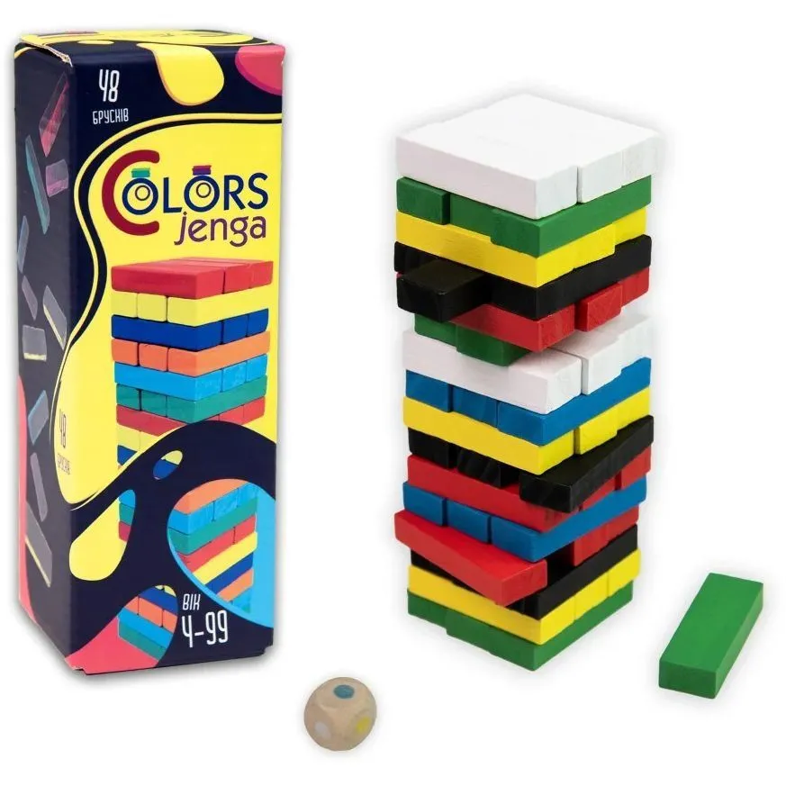Настільна гра Strateg Colors Jenga 48 брусків українською мовою (30717)