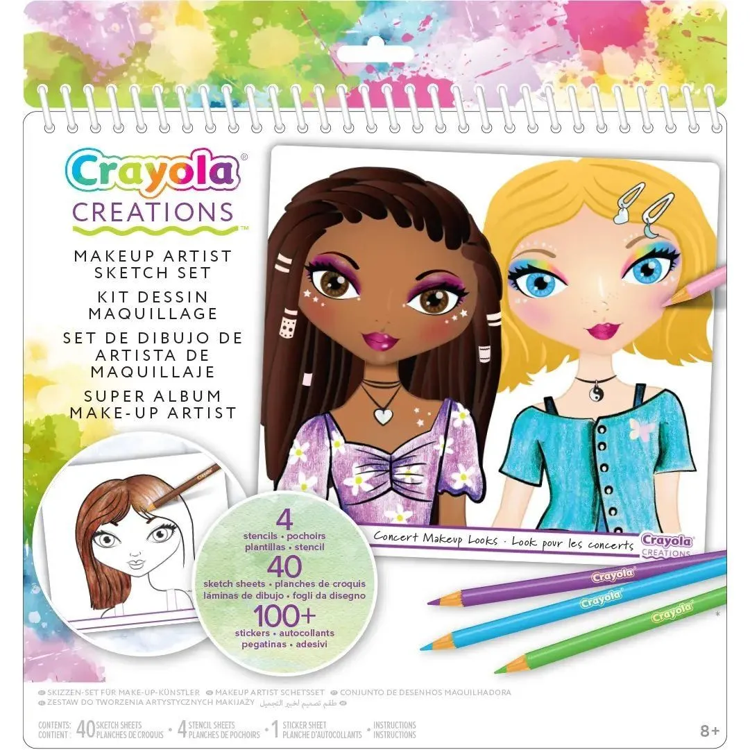 Crayola Creations Набір для творчості "Юний візажист" великий, з наліпками та трафаретами, 40 сторінок