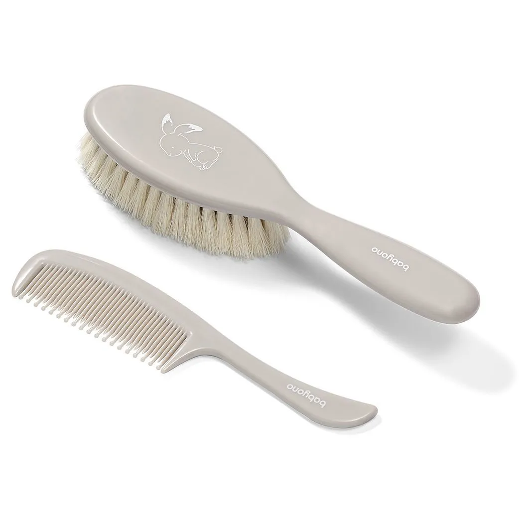 Щітка  та гребінець для волосся - натуральна супер м&#039;яка щетина (Сірий) &quot;BabyOno&quot;