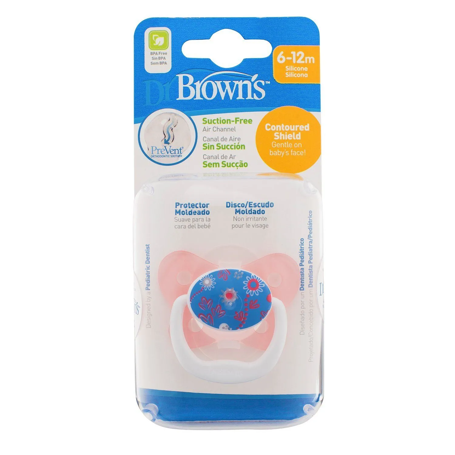 Пустышка Dr.Brown&#039;s PreVent [Бабочкаk, 612 мес., 1 шт. в упаковке, 1 крышечка, цвет розовый