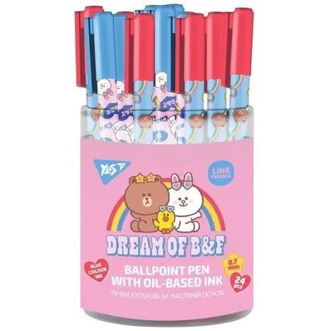 Ручка кулькова YES &quot;Line Friends: Rainbow Dream&quot; 0,7 мм синя
