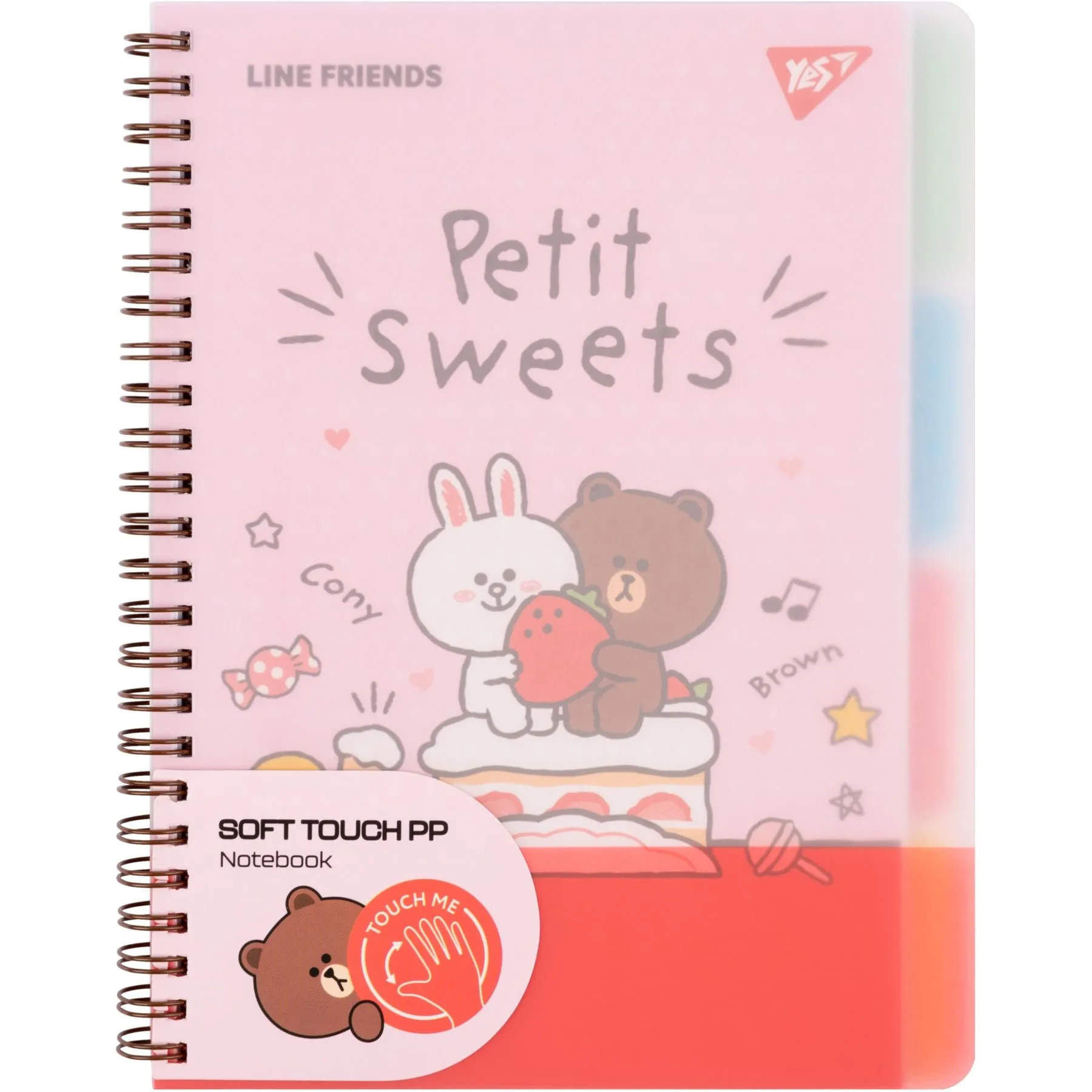 Зошит для записів YES А5, 80 арк., софт-тач пласт.обкл. "Line Friends"