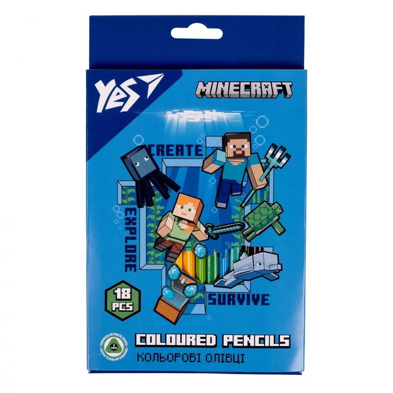 Олівці кольорові YES 18 кол. &quot;Minecraft&quot;