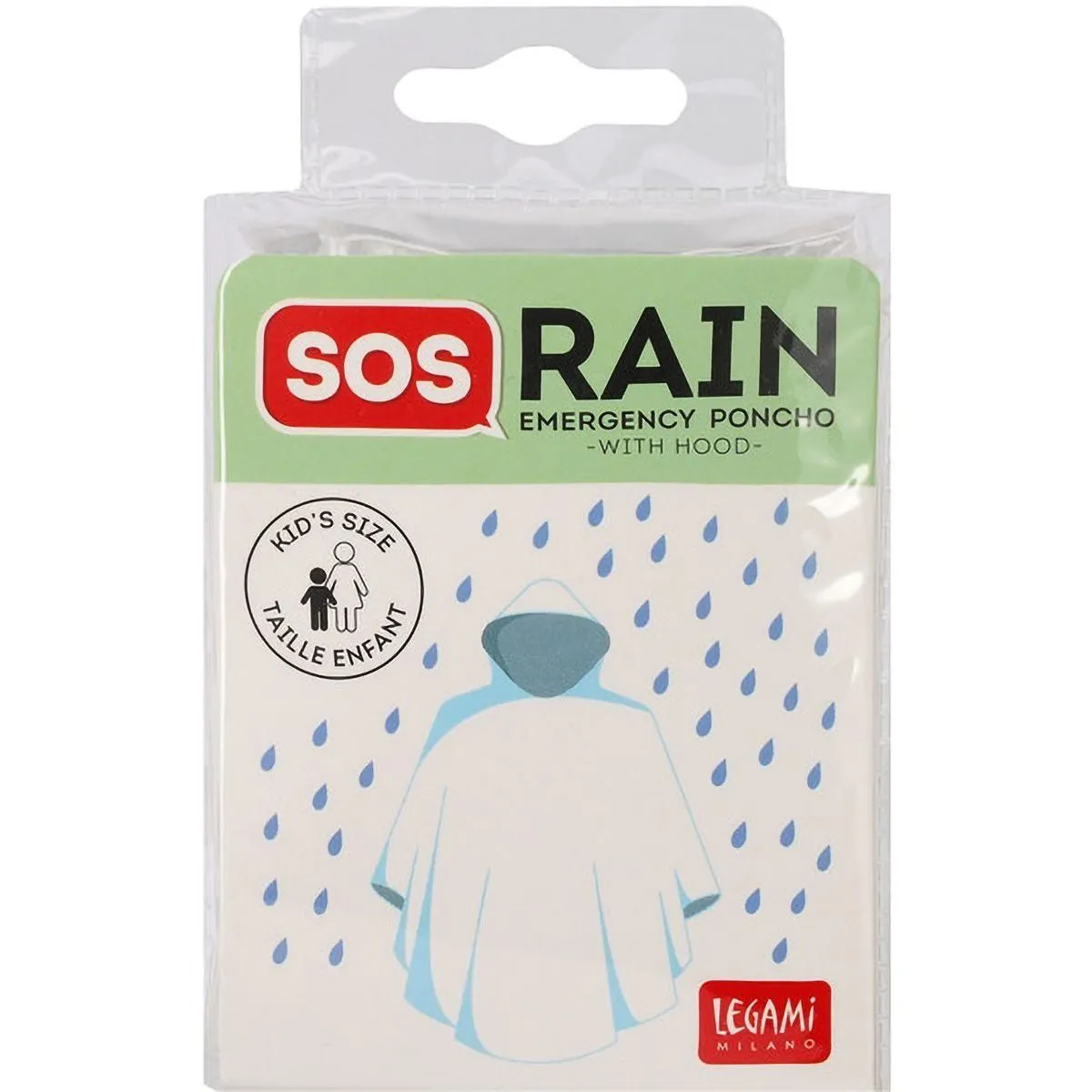 Одноразовий дощовик із капюшоном SOS Rain дитячий розмір прозорий, арт PONCHOJ 0 001