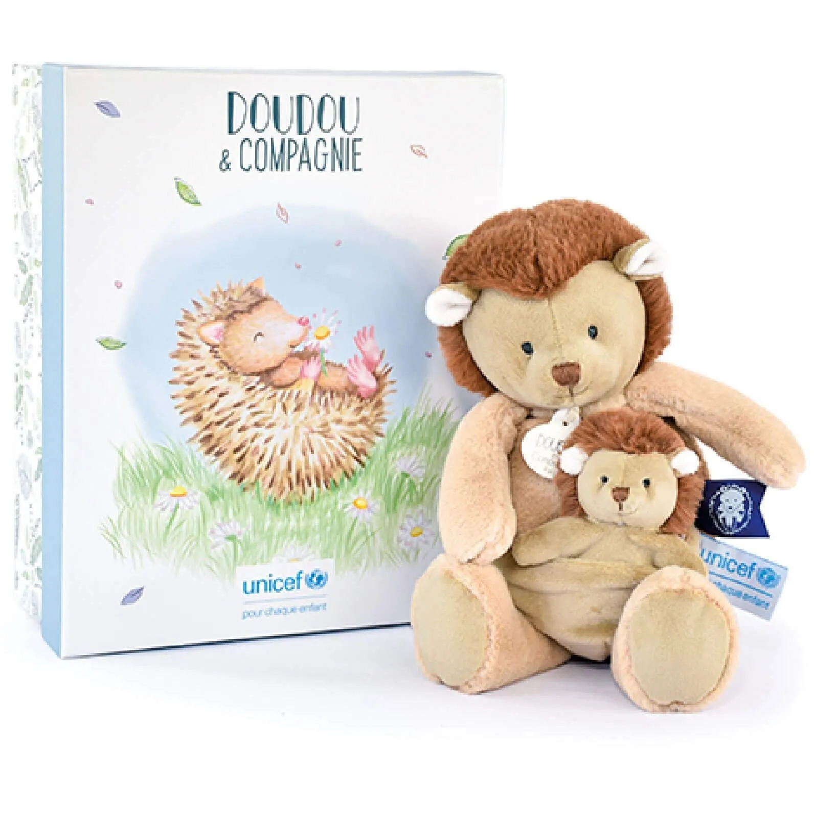 М&#039;яка іграшка Doudou Їжачок HERISSON з малюком, колекція Bio, у коробці, DC3986