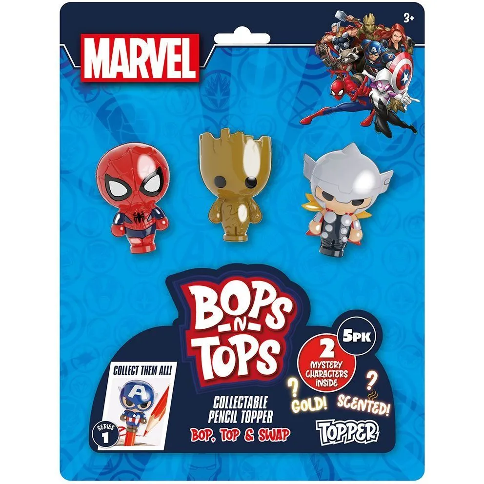 Набір колекційних фігурок-топерів SAMBRO серії &quot;Bop n Tops&quot;  МАРВЕЛ (5 фігурок, в асорт.)