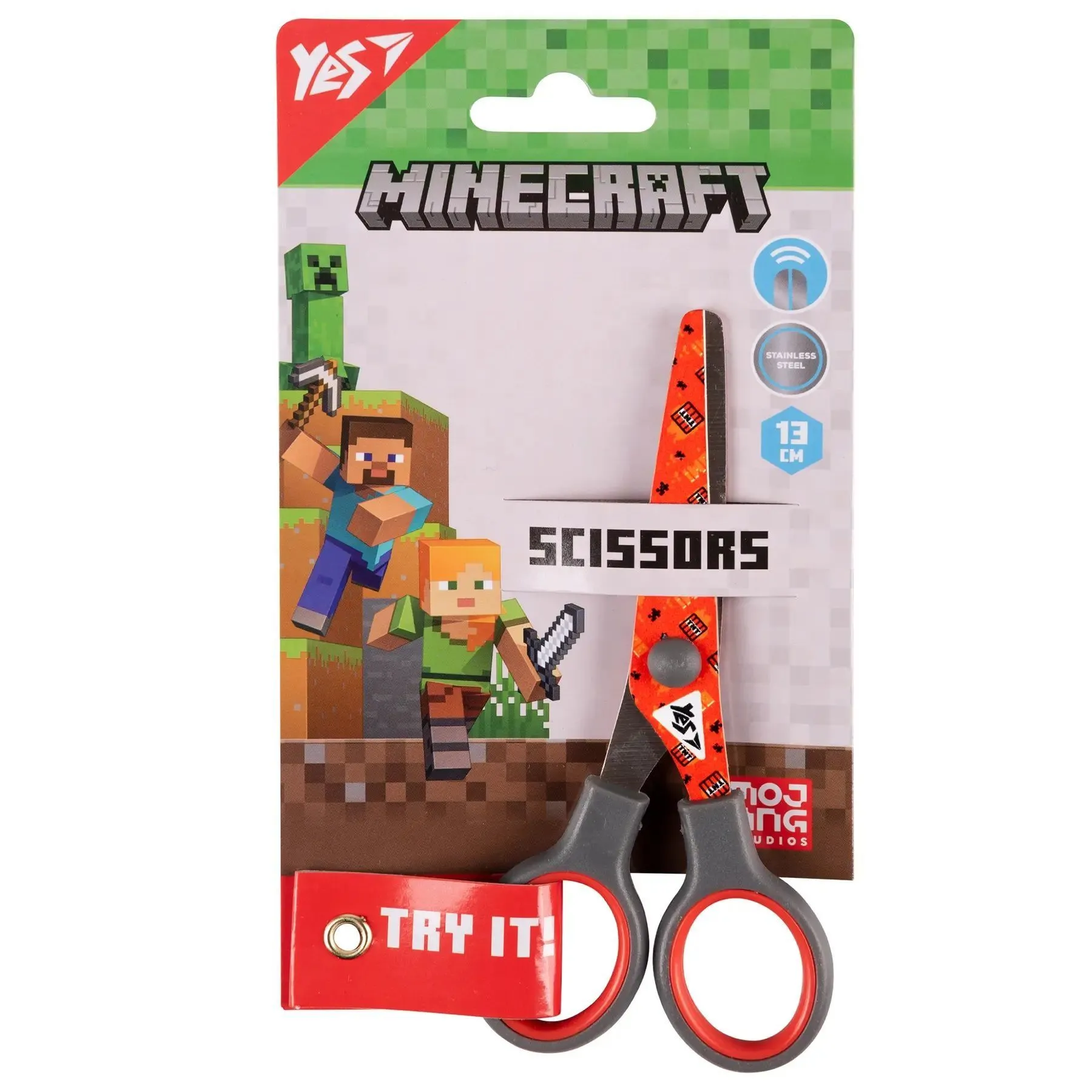 Ножиці Yes &quot;Minecraft&quot; 13см, з принтом на лезі, червоні