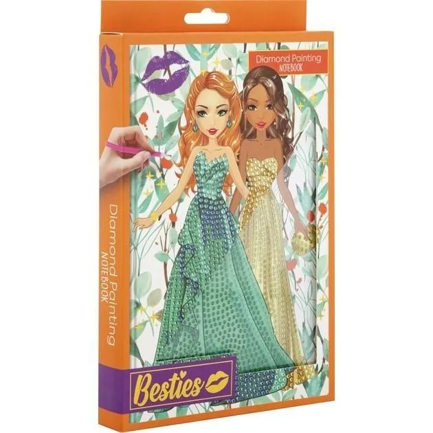 Besties Блокнот А5 &quot;Діамантовий розпис&quot; у твердій палітурці (помаранчевий), арт. 961005
