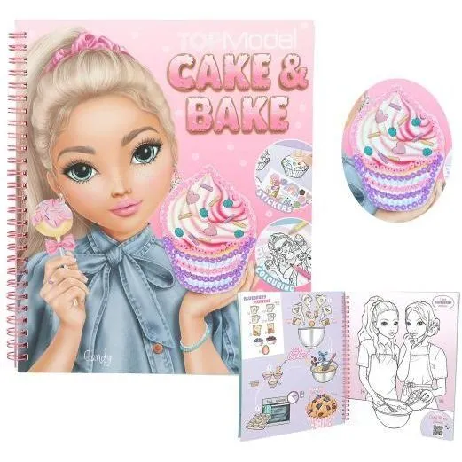 TOPModel Альбом для розфарбовування з наклейками Cake &amp; Bake Colouring Book With Sequins 0413386