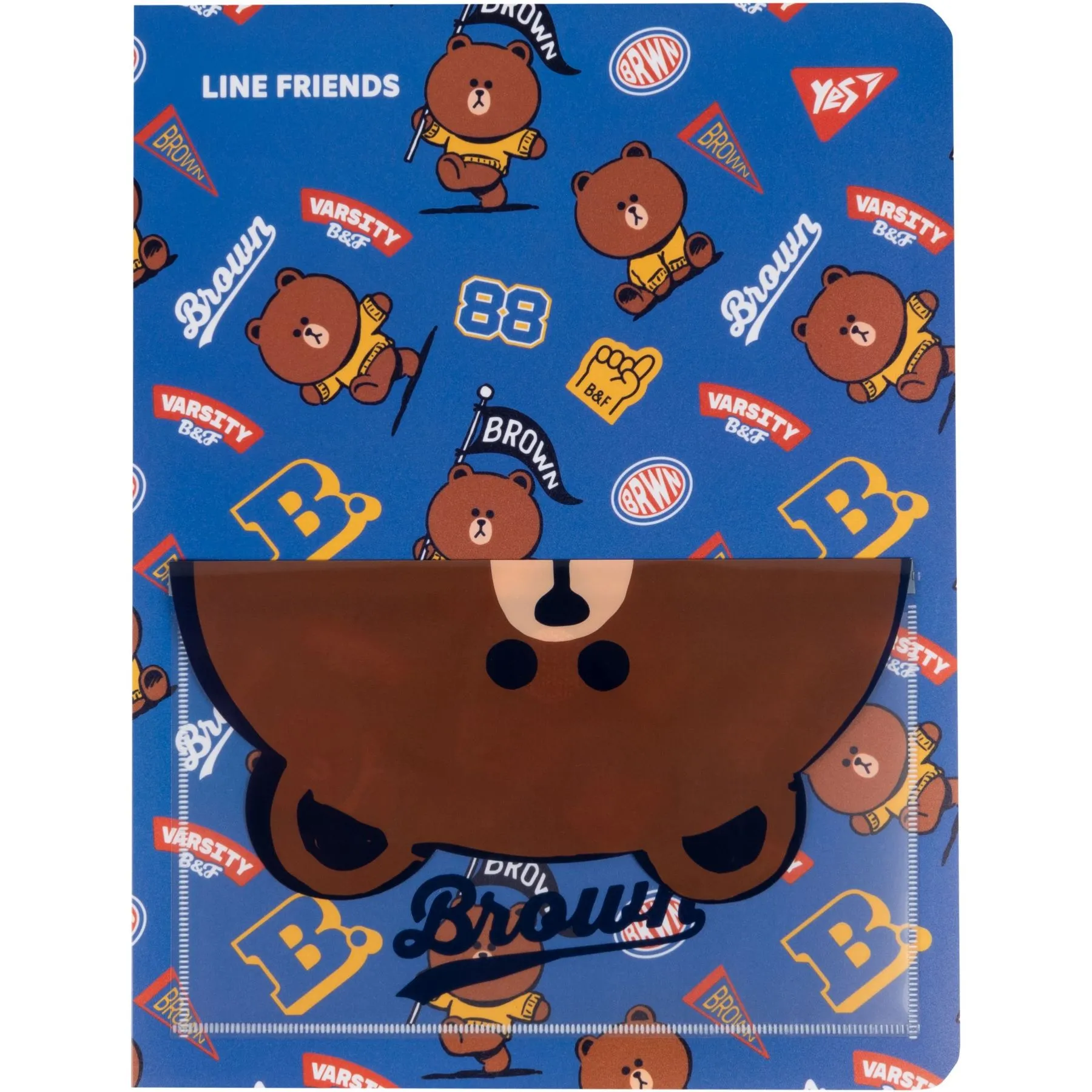 Папка з 20 файлами А4 YES "Line Friends. Brown" з фронтальною кишенею
