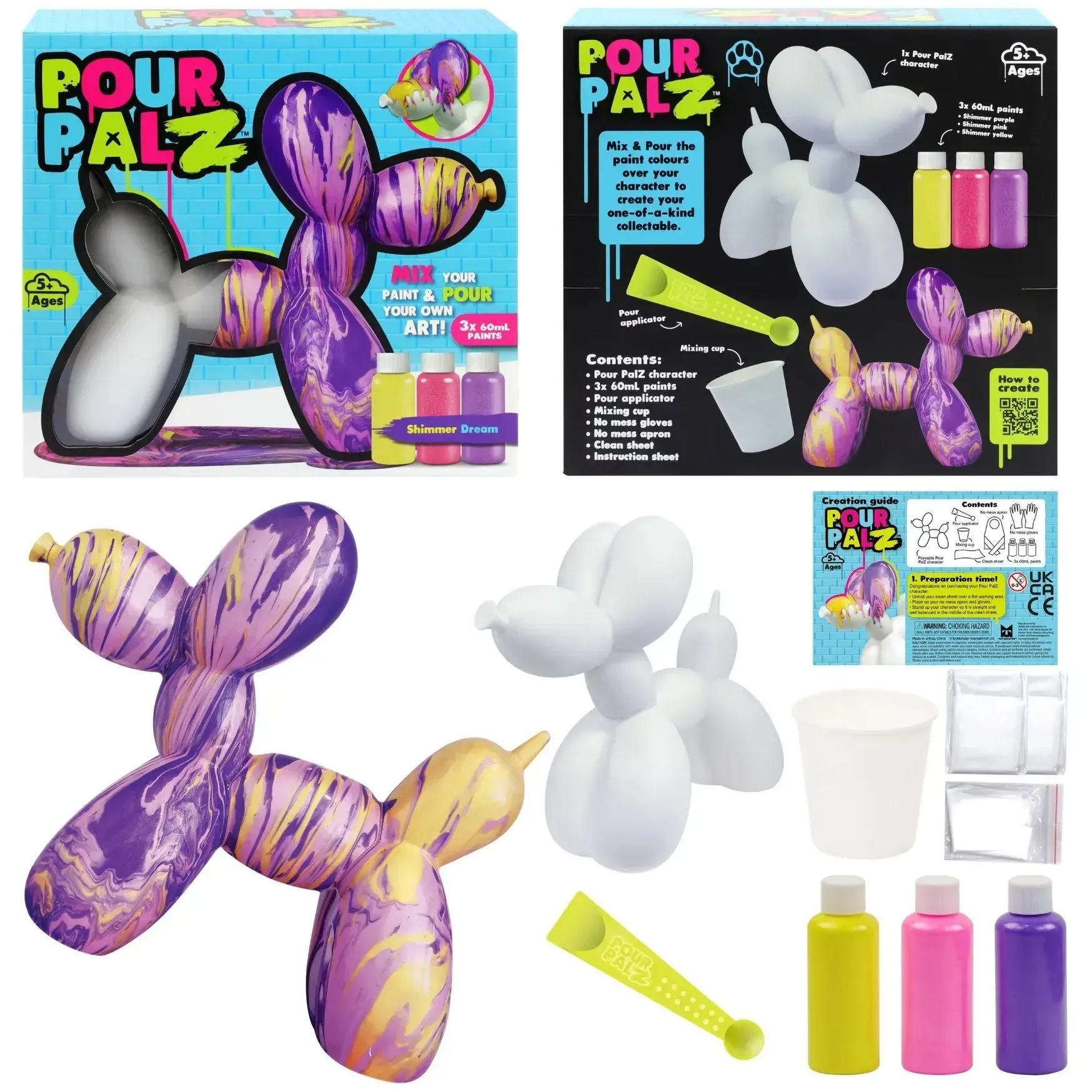 Pour Palz Набір для творчості Флюїд Арт - Balloon Dog "Блиск та мерехтіння"