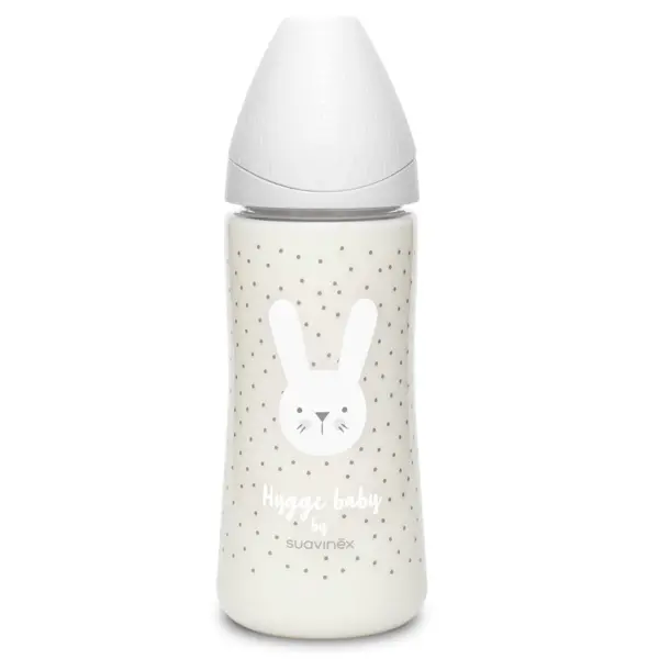 Пляшечка &quot;Hygge - Затишні історії&quot; 360 мл (кругла соска, швидкий потік), сірий зайчик