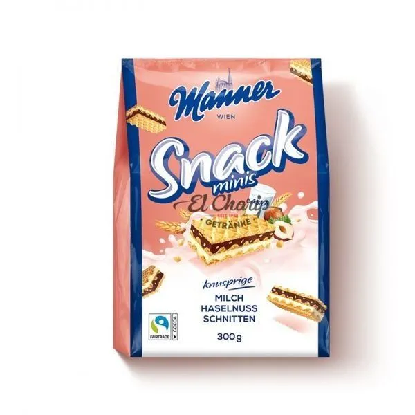 Вафлі Manner snack Minis з молочно-горіховим кремом 300 г.10шт/ящ